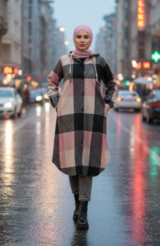 Hooded Patterned Cape 0184-05 Black Powder 0184-05