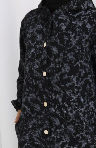 Kasjmier Jas Met Patroon En Capuchon 0187A-02 Zwartgrijs 0187A-02