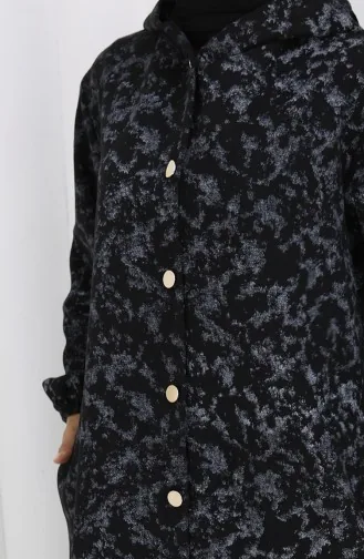 Kasjmier Jas Met Patroon En Capuchon 0187A-02 Zwartgrijs 0187A-02