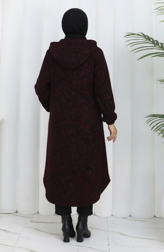 Kasjmier Jas Met Patroon En Capuchon 0187A-04 Zwart Bordeauxrood 0187A-04