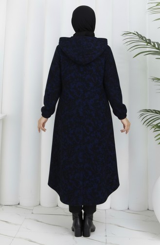 Gemusterter Kaschmirmantel Mit Kapuze 0187A-05 Schwarz Saxe 0187A-05