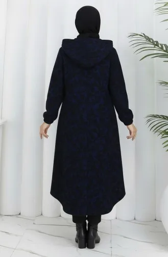 Manteau En Cachemire à Capuche à Motifs 0187A-05 Noir Saxe 0187A-05