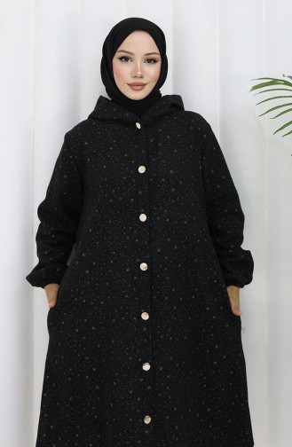 Kasjmier Jas Met Druppelpatroon En Capuchon 0187B-02 Zwartgrijs 0187B-02