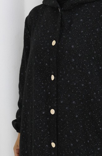 Kasjmier Jas Met Druppelpatroon En Capuchon 0187B-02 Zwartgrijs 0187B-02