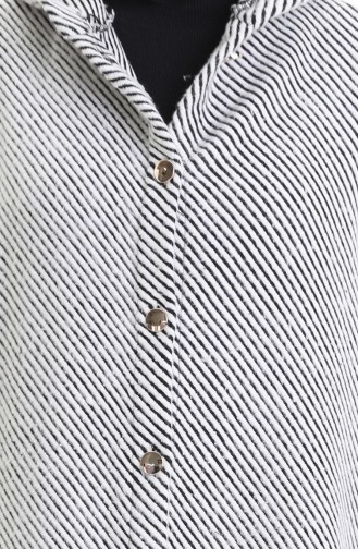 معطف كشمير بغطاء رأس وأزرار 0201-04 أبيض 0201-04