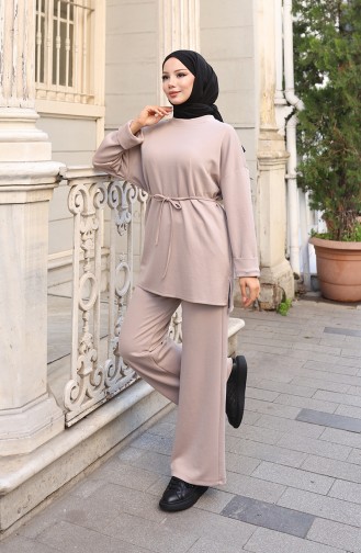 Oysho Fabric Tunic Trousers Two Piece Suit 2191-02 Mink 2191-02