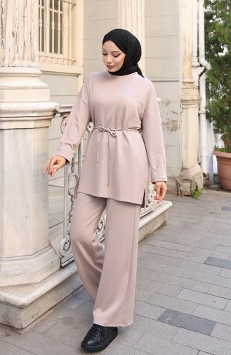 Oysho Fabric Tunic Trousers Two Piece Suit 2191-02 Mink 2191-02