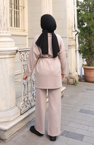 Oysho Fabric Tunic Trousers Two Piece Suit 2191-02 Mink 2191-02