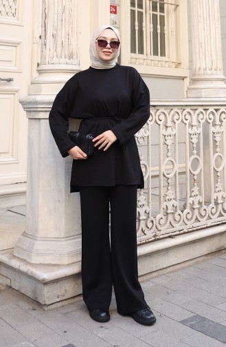 Oysho Fabric Tunic Trousers Two Piece Suit 2191-03 Black 2191-03