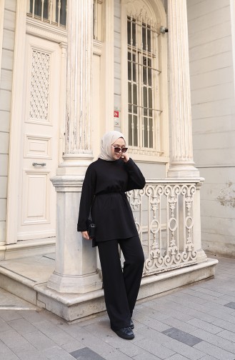 Oysho Fabric Tunic Trousers Two Piece Suit 2191-03 Black 2191-03