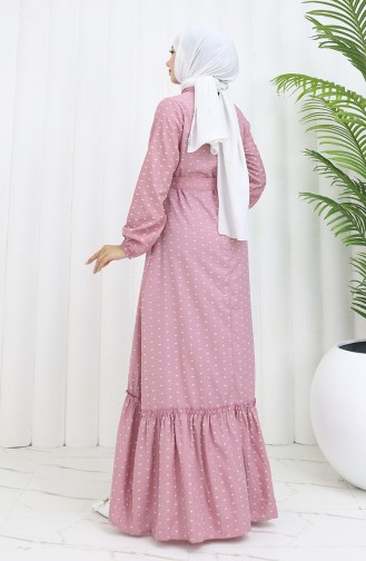 Patterned Belted Dress 0383-03 Dusty Rose 0383-03