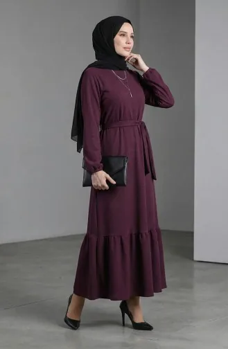 Burgu Robe à Volants Cordon 0528-06 Prune 0528-06