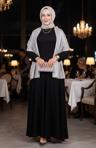 Volan Detaylı Bürümcük Elbise 7132-07 Siyah