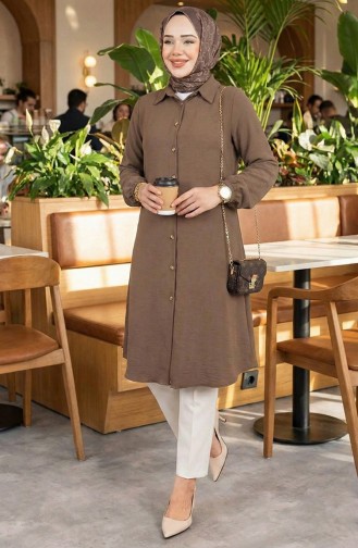 Viscose Tuniek Met Elastische Mouwen 0171-12 Melkkoffie 0171-12