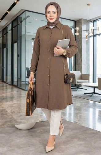 Viscose Tuniek Met Elastische Mouwen 0171-12 Melkkoffie 0171-12