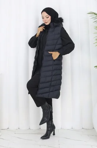 Gewatteerd Vest Met Capuchon En Rits 0169-01 Zwart 0169-01