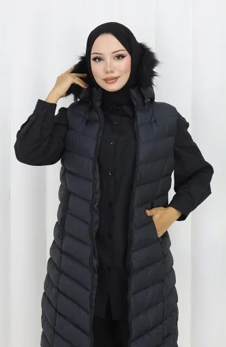 Gewatteerd Vest Met Capuchon En Rits 0169-01 Zwart 0169-01