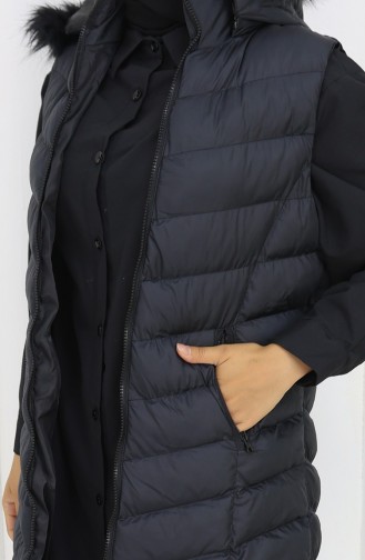 Kapüşonlu Fermuarlı Şişme Yelek 0169-01 Siyah