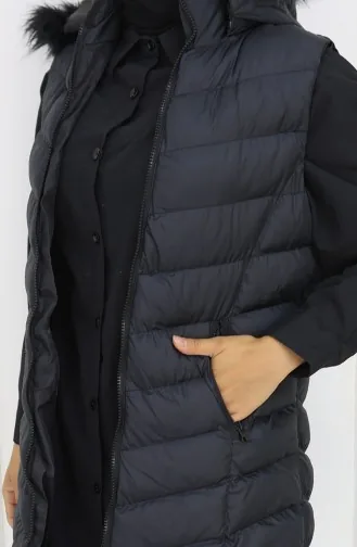Gewatteerd Vest Met Capuchon En Rits 0169-01 Zwart 0169-01