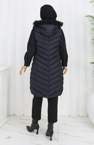 Kapüşonlu Fermuarlı Şişme Yelek 0169-01 Siyah