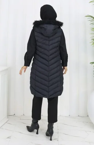 Gewatteerd Vest Met Capuchon En Rits 0169-01 Zwart 0169-01