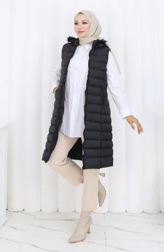 Gewatteerd Vest Met Capuchon En Rits 0169A-02 Zwart 0169A-02