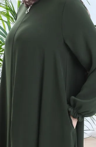 Zippered Mevlana Abaya 4106-02 Emerald Green 4106-02