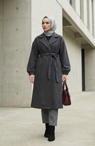 Kruvaze Yaka Kaşe Kaban 2059-02 Antrasit