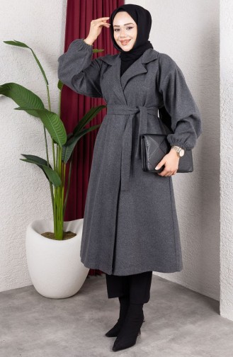 Kruvaze Yaka Kaşe Kaban 2059-02 Antrasit