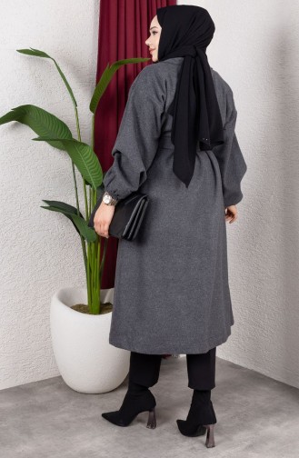 Kruvaze Yaka Kaşe Kaban 2059-02 Antrasit