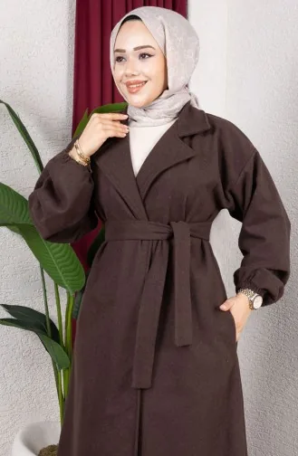 معطف كشمير ذو ياقة مزدوجة الصدر 2059-05 بني 2059-05