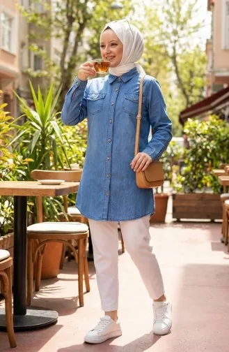 Geknöpftes Jeanshemd 30341-01 Jeansblau 30341-01