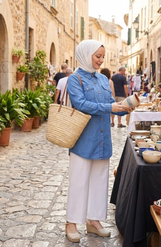 Geknöpftes Jeanshemd 30341-01 Jeansblau 30341-01