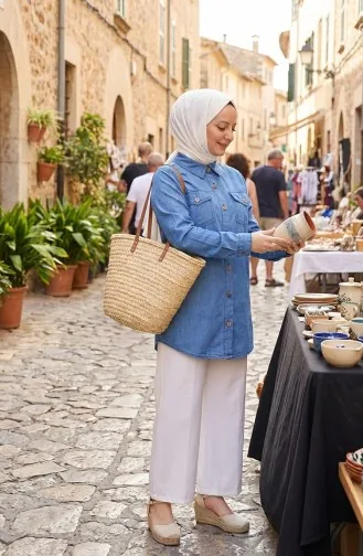 Geknöpftes Jeanshemd 30341-01 Jeansblau 30341-01