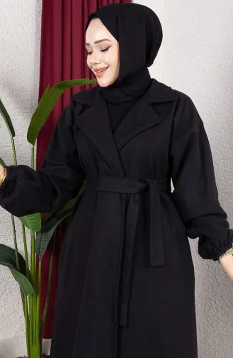 معطف كشمير مزدوج الصدر 2059-01 أسود 2059-01