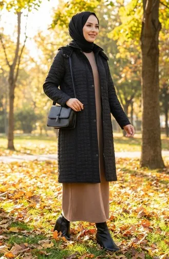 Büyük Beden Kapitone Mont 6133-01 Siyah