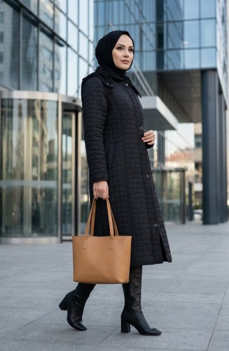 Büyük Beden Kapitone Mont 6133-01 Siyah