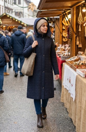 جاكيت مبطن بمقاسات كبيرة 6133-02 أزرق داكن 6133-02