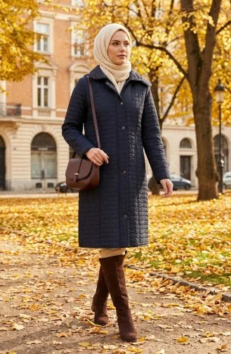 Veste Matelassée Grande Taille 6133-02 Bleu Marine 6133-02