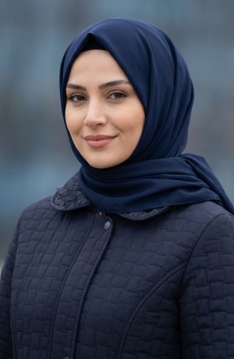 Büyük Beden Kapitone Mont 6133-02 Lacivert