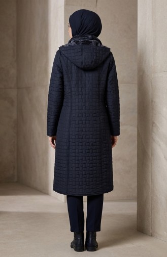 Büyük Beden Kapitone Mont 6133-02 Lacivert