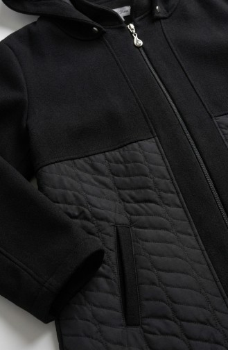 Plus Size Hooded Cashmere Coat 6340-01 Black 6340-01