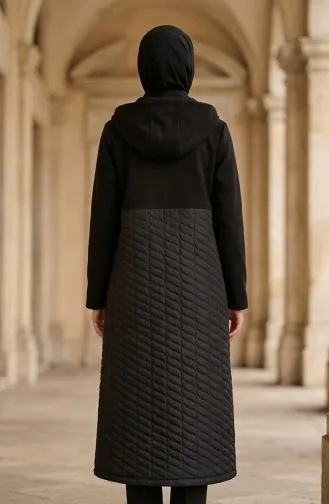 Plus Size Hooded Cashmere Coat 6340-01 Black 6340-01
