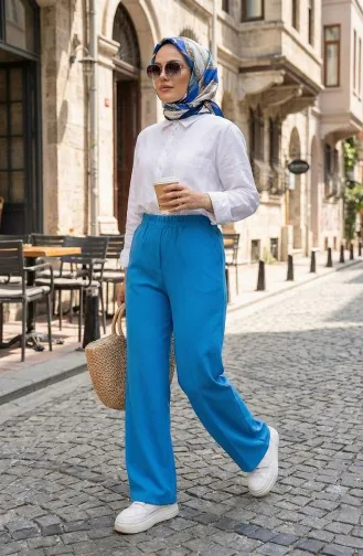 wide Leg Elastic waist Jeans 5501-02 Blue 5501-02