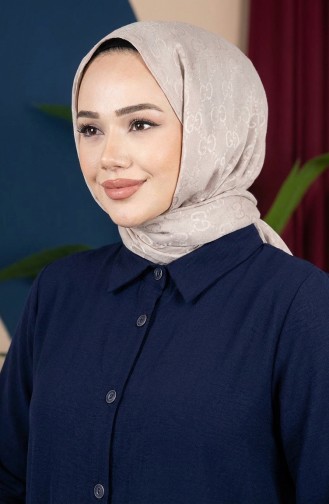 Viscose Belmando Fabric Tunic Trousers Two Piece Suit 0340-04 Navy Blue 0340-04