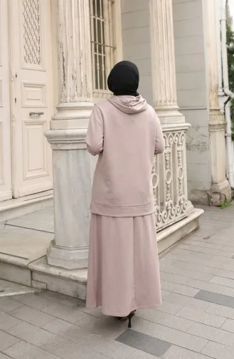 طقم تونيك وتنورة من قماش أويشو، قطعتان، 2192-01، لون المنك 2192-01