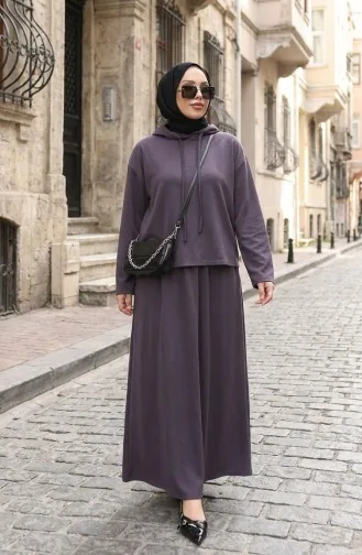 طقم تونيك وتنورة من قماش أويشو، قطعتان، 2192-02، لون أنثراسيت 2192-02