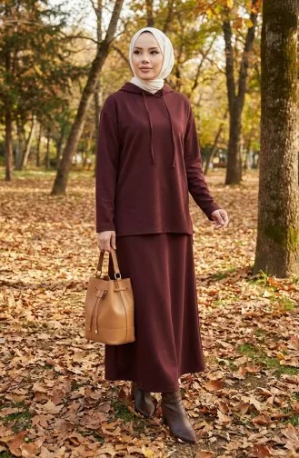 Oysho Stoff-Tunika- Und Rock-Zweiteiler 2192-03 Braun 2192-03