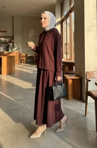 Oysho Stoff-Tunika- Und Rock-Zweiteiler 2192-03 Braun 2192-03