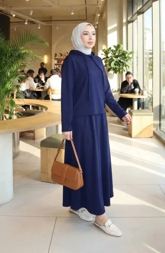 Oysho Stoff-Tunika- Und Rock-Zweiteiler 2192-05 Marineblau 2192-05